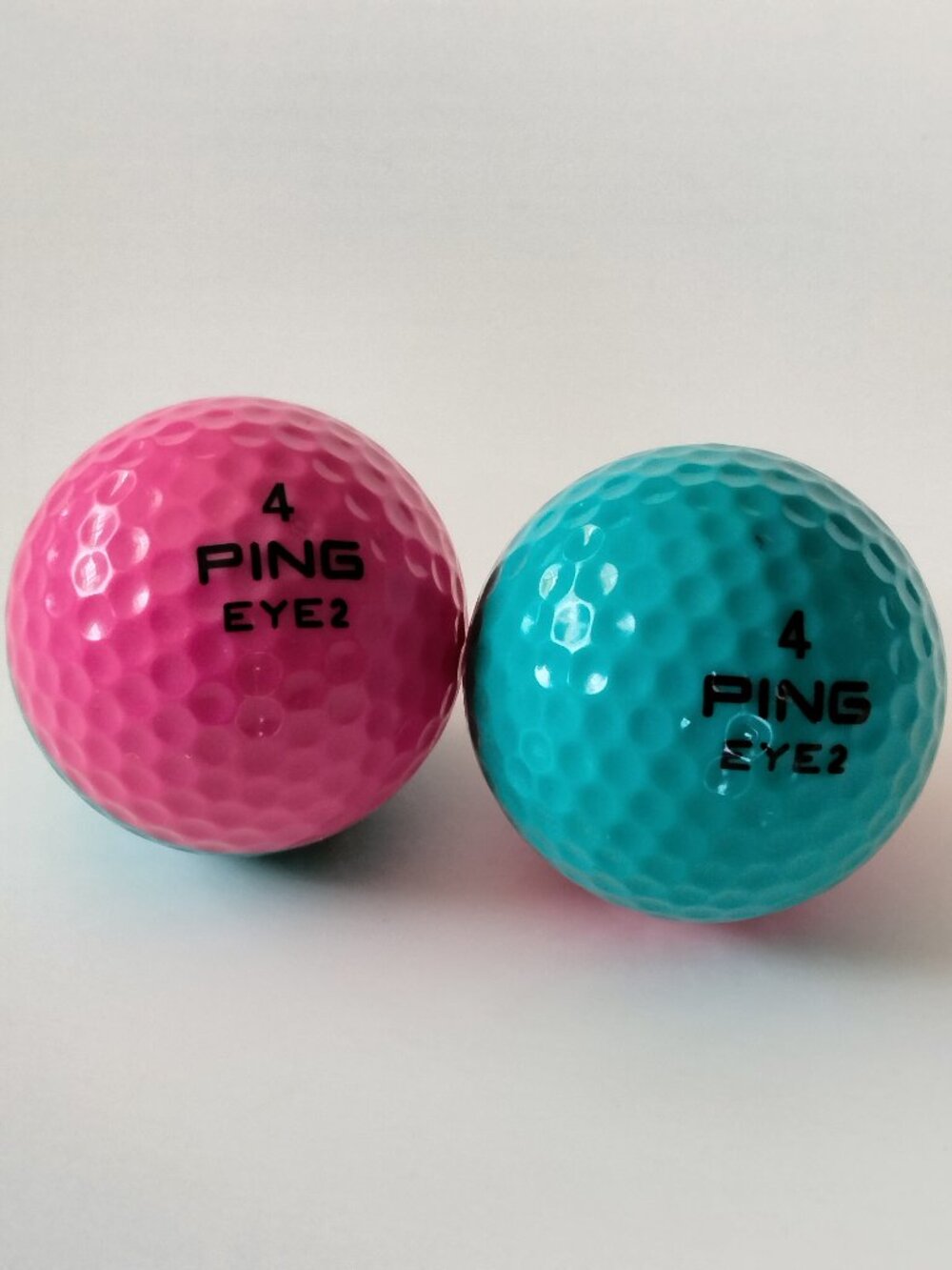 Rare Ping Eye 2 Golf Balls Pink & Teal #4 Lot of 2 Excellent Condition